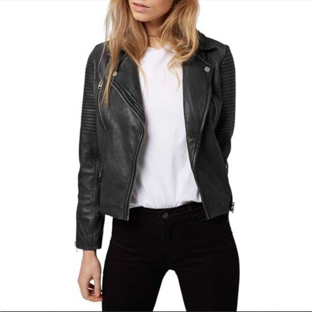 IN SEARCH OF (ISO) Topshop Orbit Genuine Leather Moto Jacket